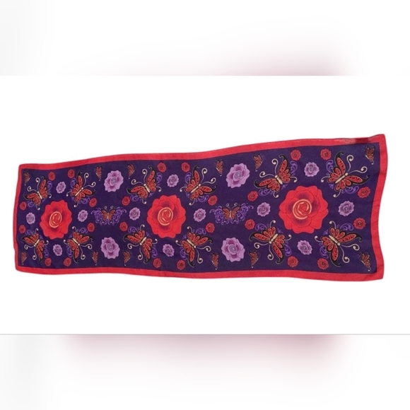 Anna Sui Butterflies and Roses Sheer Scarf - Picture 2 of 6